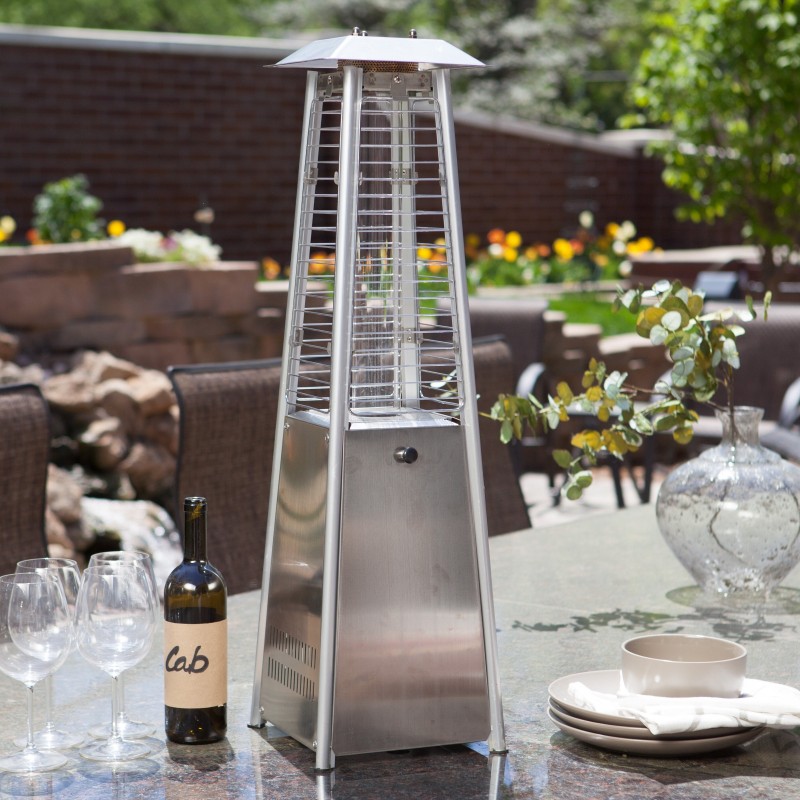 Gas Patio Heater, 9500 BTU Pyramid Propane with Glass Tube